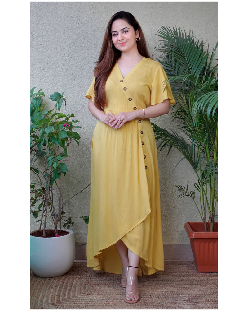 Yellow Crepe Dress