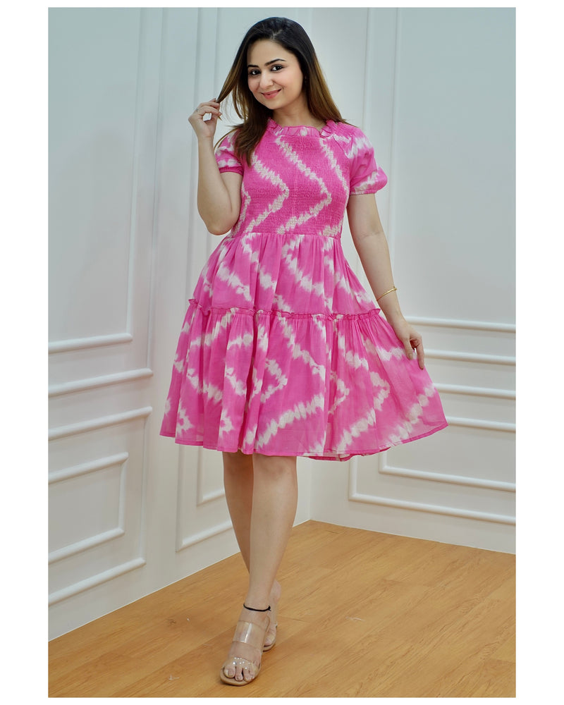 Pink Ruffle Cotton Dress