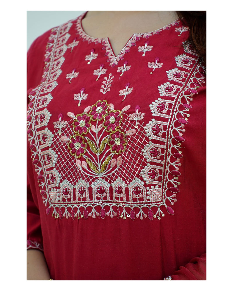 Maroon Handwork Sharara Set