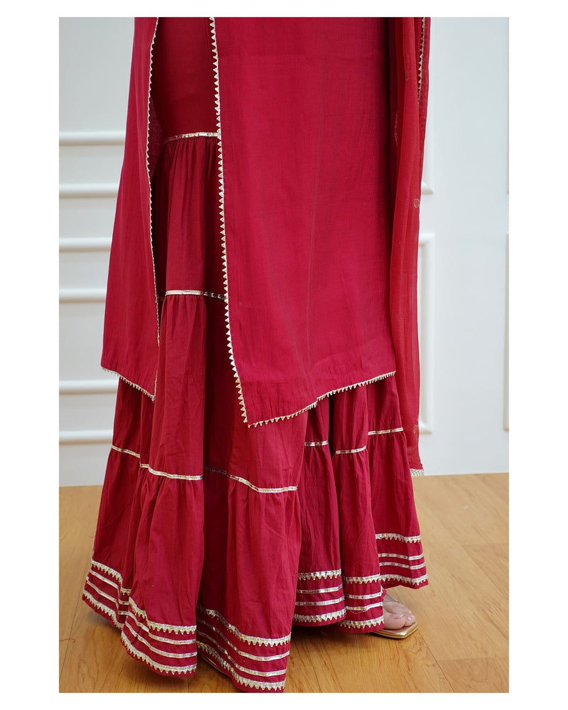 Maroon Handwork Sharara Set