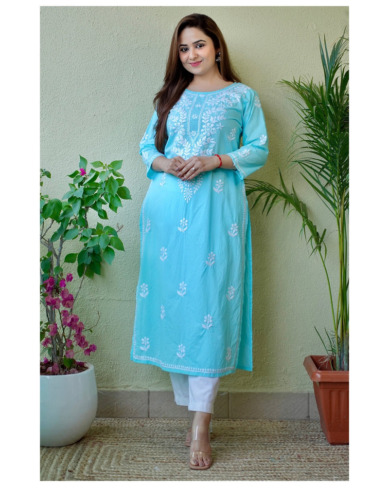 Sky Blue Lucknowi Chikankari Kurti