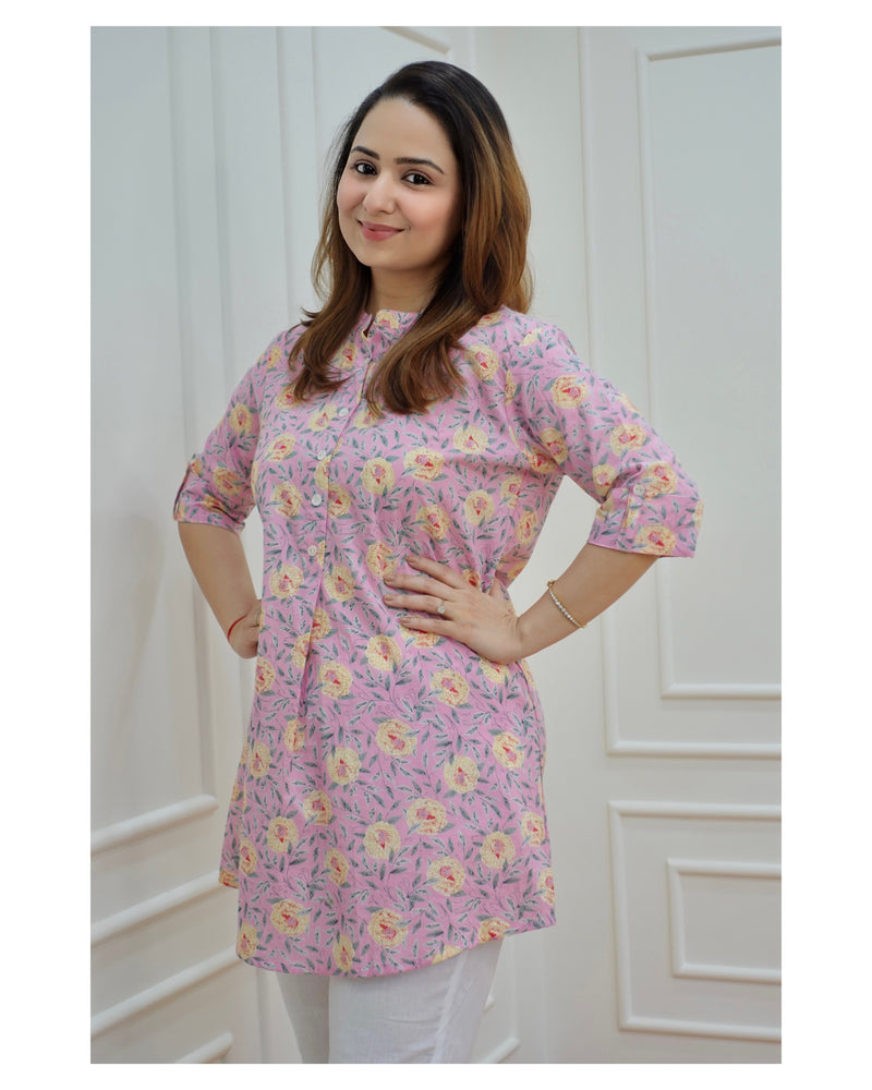 Pink Floral Cotton Tunic