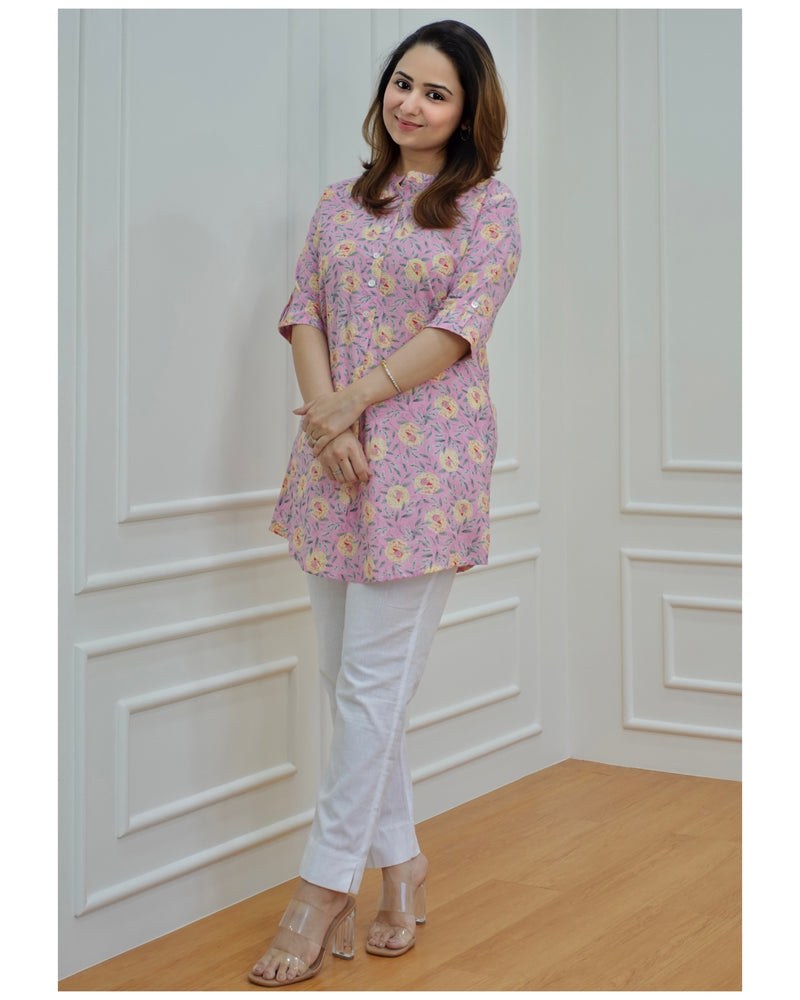 Pink Floral Cotton Tunic