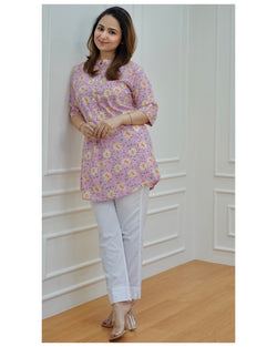 Pink Floral Cotton Tunic