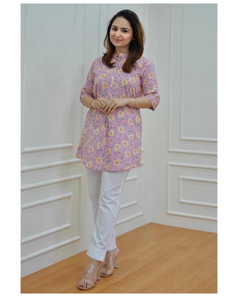 Pink Floral Cotton Tunic