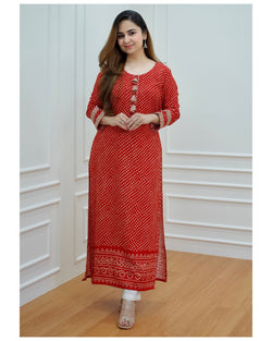 Red Bandhani Kurta