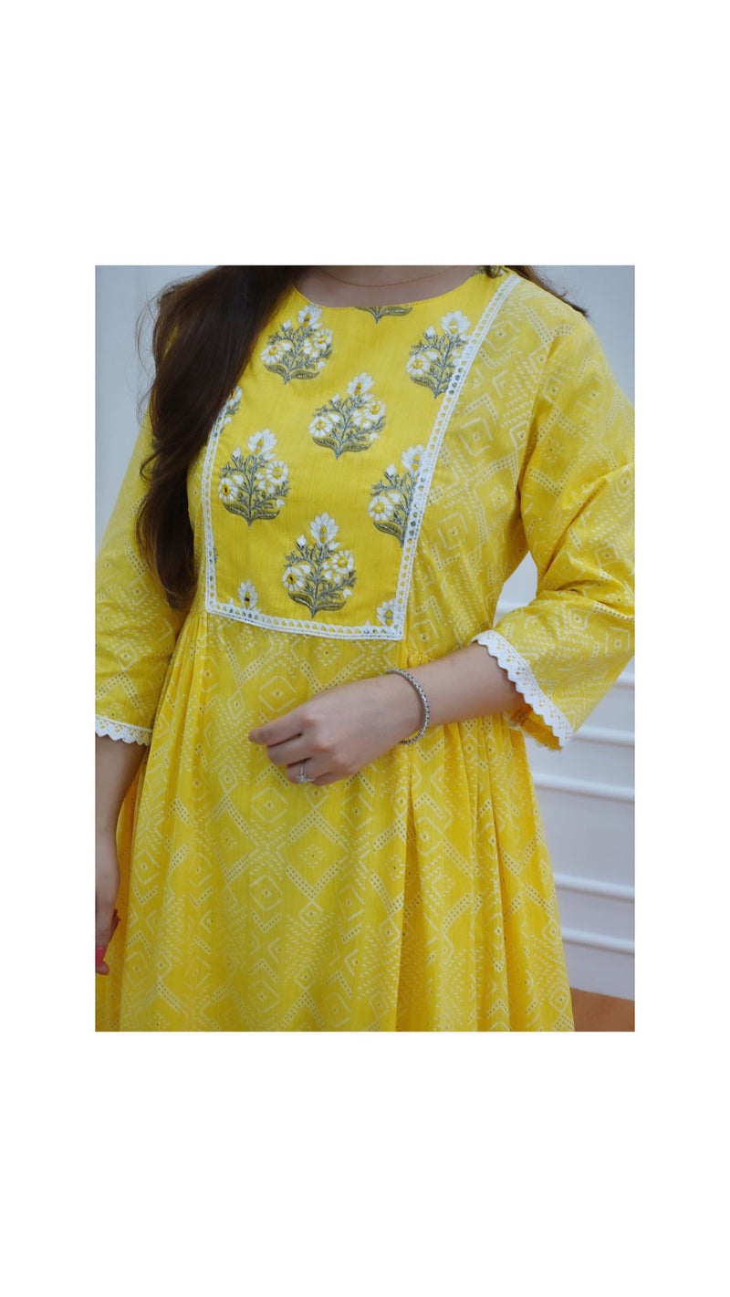 Yellow A Line Kurta