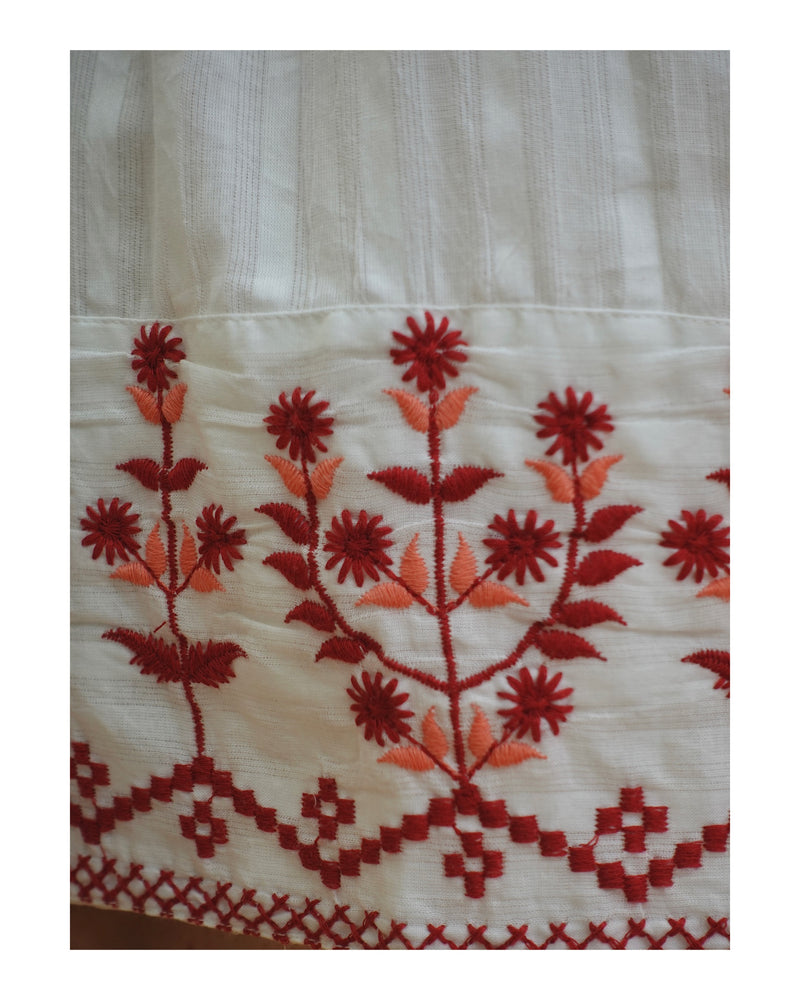 Red-White Threadwork Dress