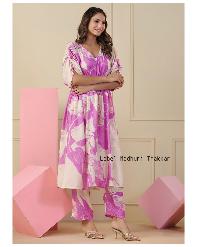 Pink Muslin Kaftan Co-ord